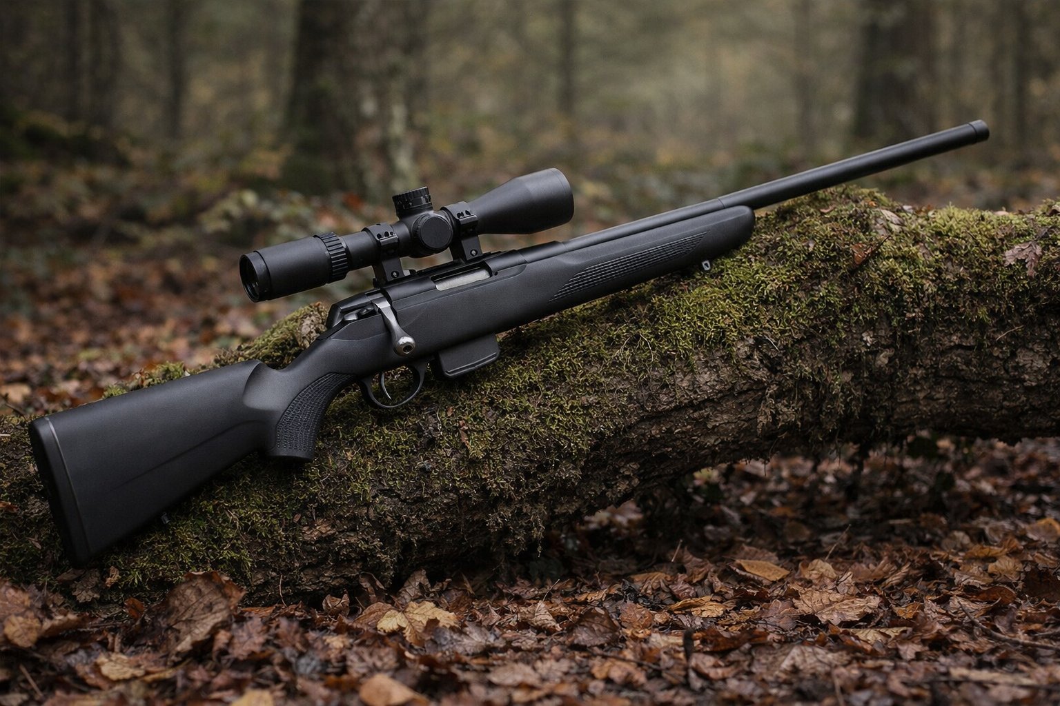 Scoped Tikka T1x in brush — lightweight hunting and training rifle