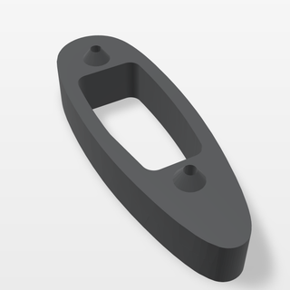 Open-frame Nokka ACE/UPR 20mm LOP spacer close-up — central window that clears the ACE pad height adjuster, solid toe and heel screw zones