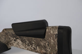 Nokka Drop Comb Cheek Riser installed on a Tikka T3x stock — close-up showing the riser fitted to the comb