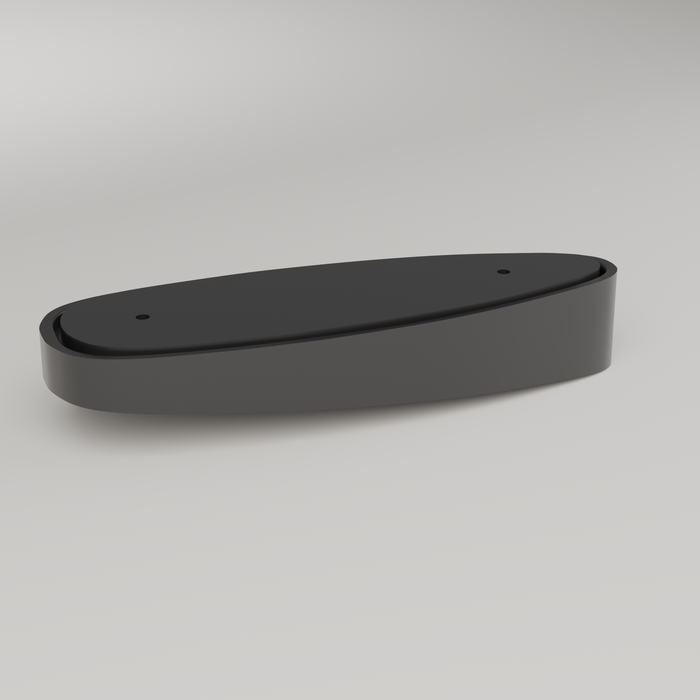 Nokka Flat-Recoil LOP Spacer — 3D render of the production design (black PETG)